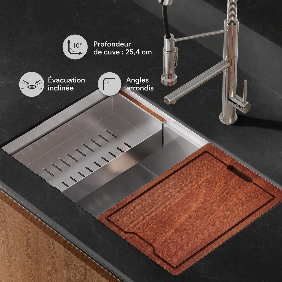 Rivage 76,2 × 48,3 cm simple Basin Undermount Kitchen Workstation vasque