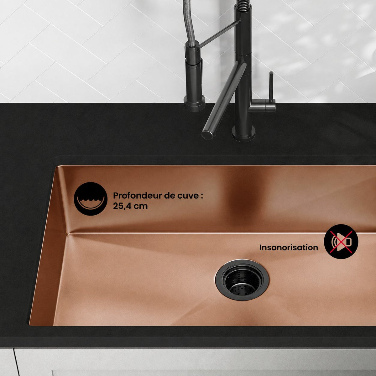 Rivage 81,3 × 48,3 cm acier inoxydable, simple Basin, Undermount évier de cuisine, Rose or