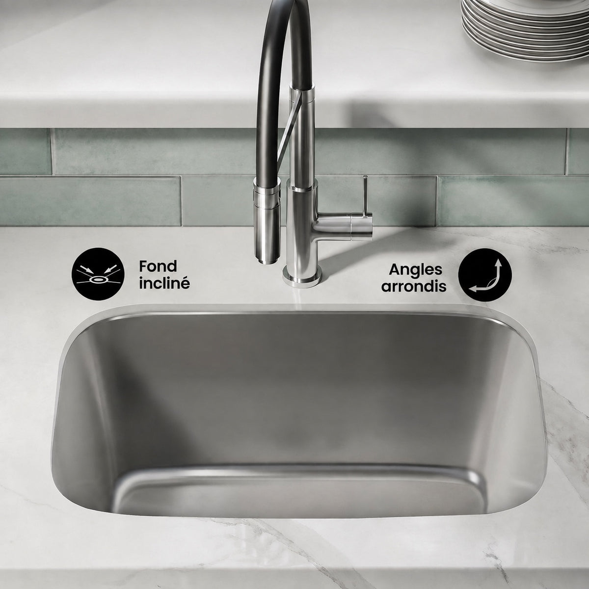 Toulouse 68,6 × 45,7 cm acier inoxydable, simple Basin, Undermount évier de cuisine