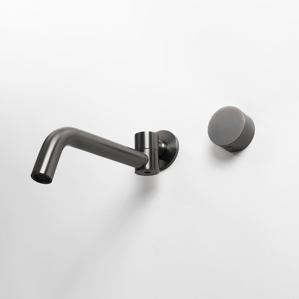 Ensemble mitigeur et bec mural pivotant – gris canon brossé | Nerylux