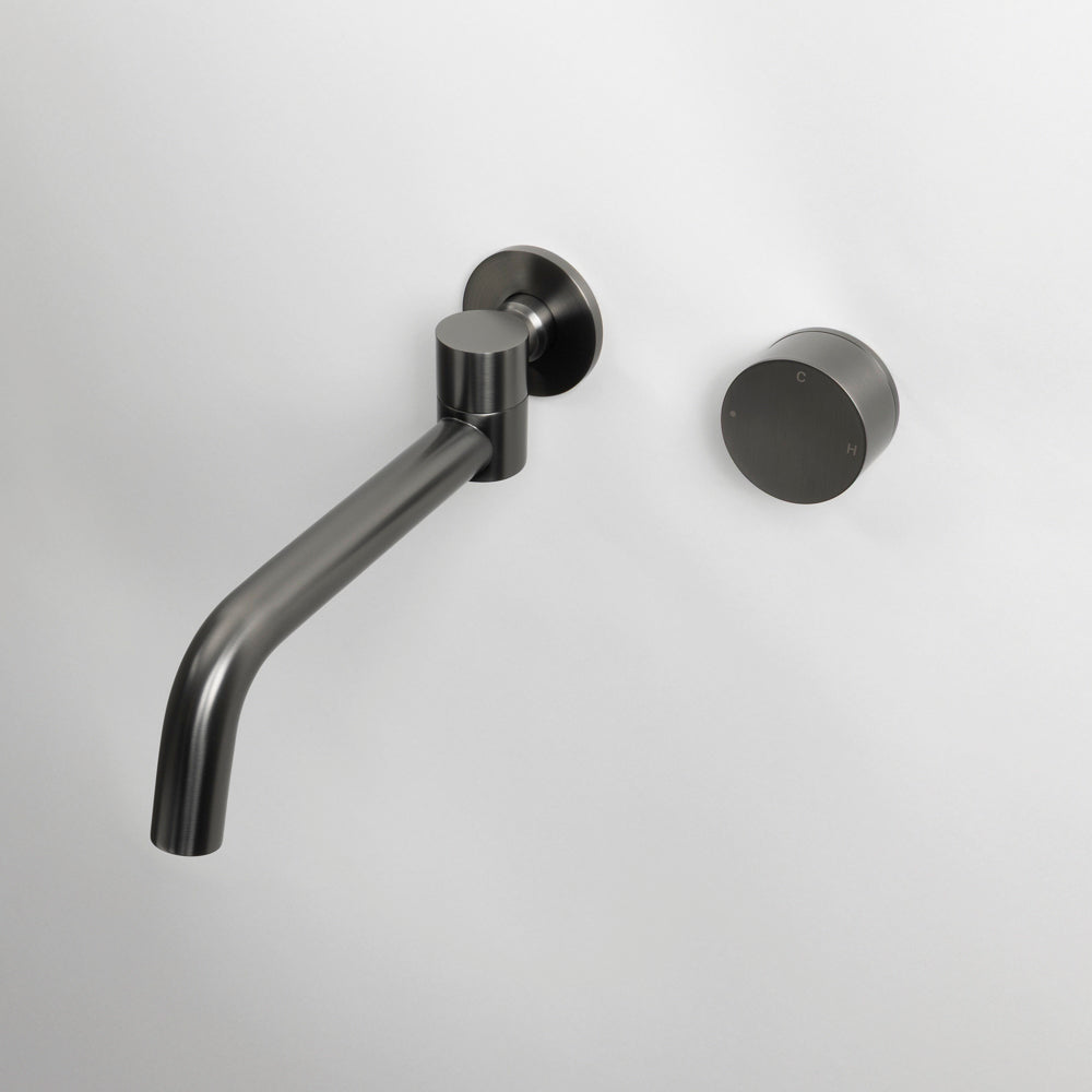 Ensemble mitigeur et bec mural pivotant – gris canon brossé | Nerylux