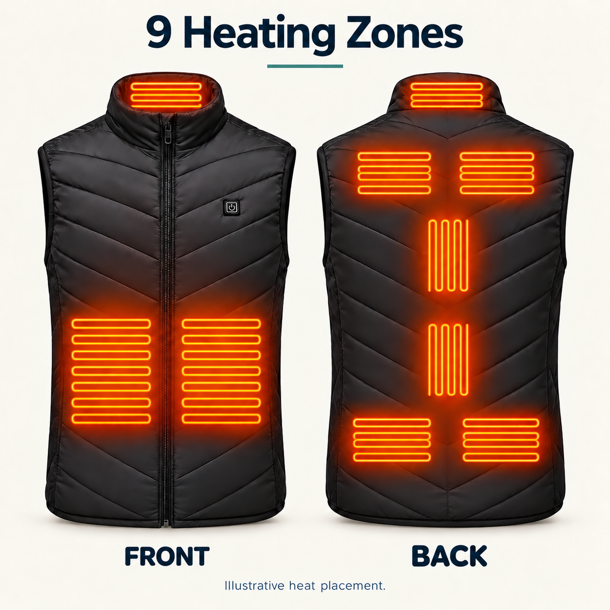 USB Heated Gilet for Men & Women – 2, 9, 11 or 21 Zones