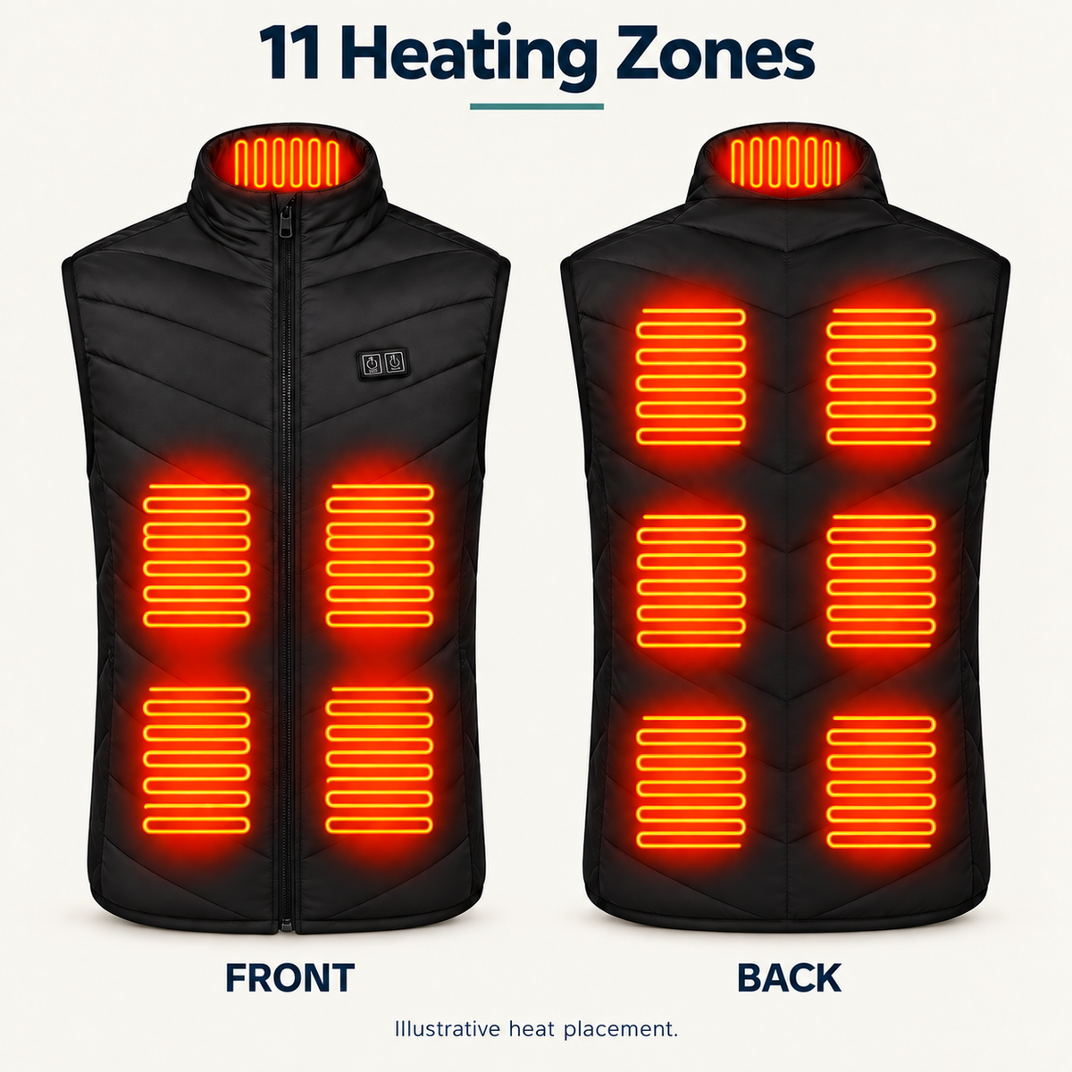 USB Heated Gilet for Men & Women – 2, 9, 11 or 21 Zones