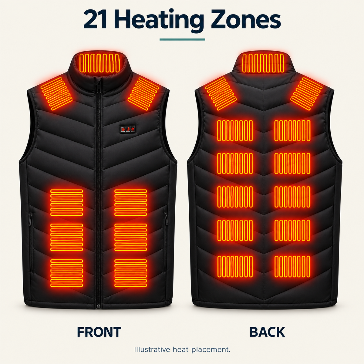USB Heated Gilet for Men & Women – 2, 9, 11 or 21 Zones