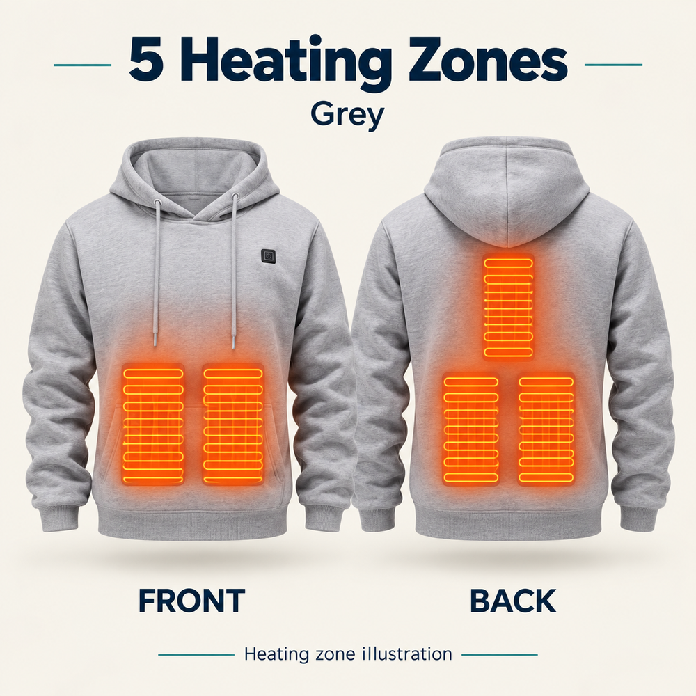 USB Heated Hoodie for Men & Women – 5 or 17 Heating Zones