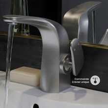 Chateau monotrou, monocommande, mitigeur de lavabo – finition nickel brossé