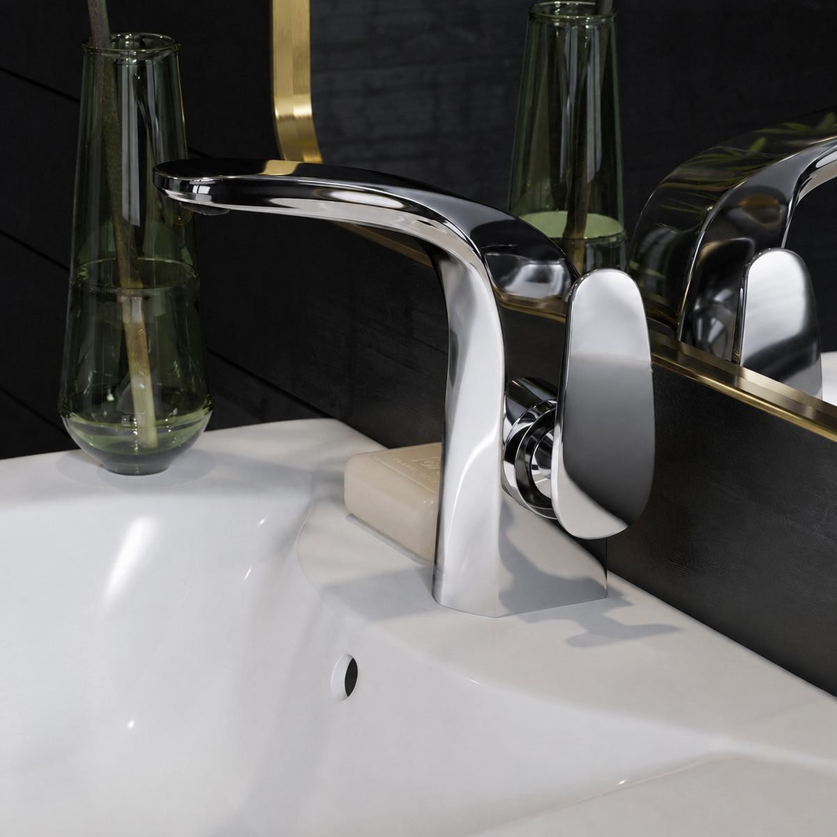 Chateau monotrou, monocommande, mitigeur de lavabo – finition Chrome