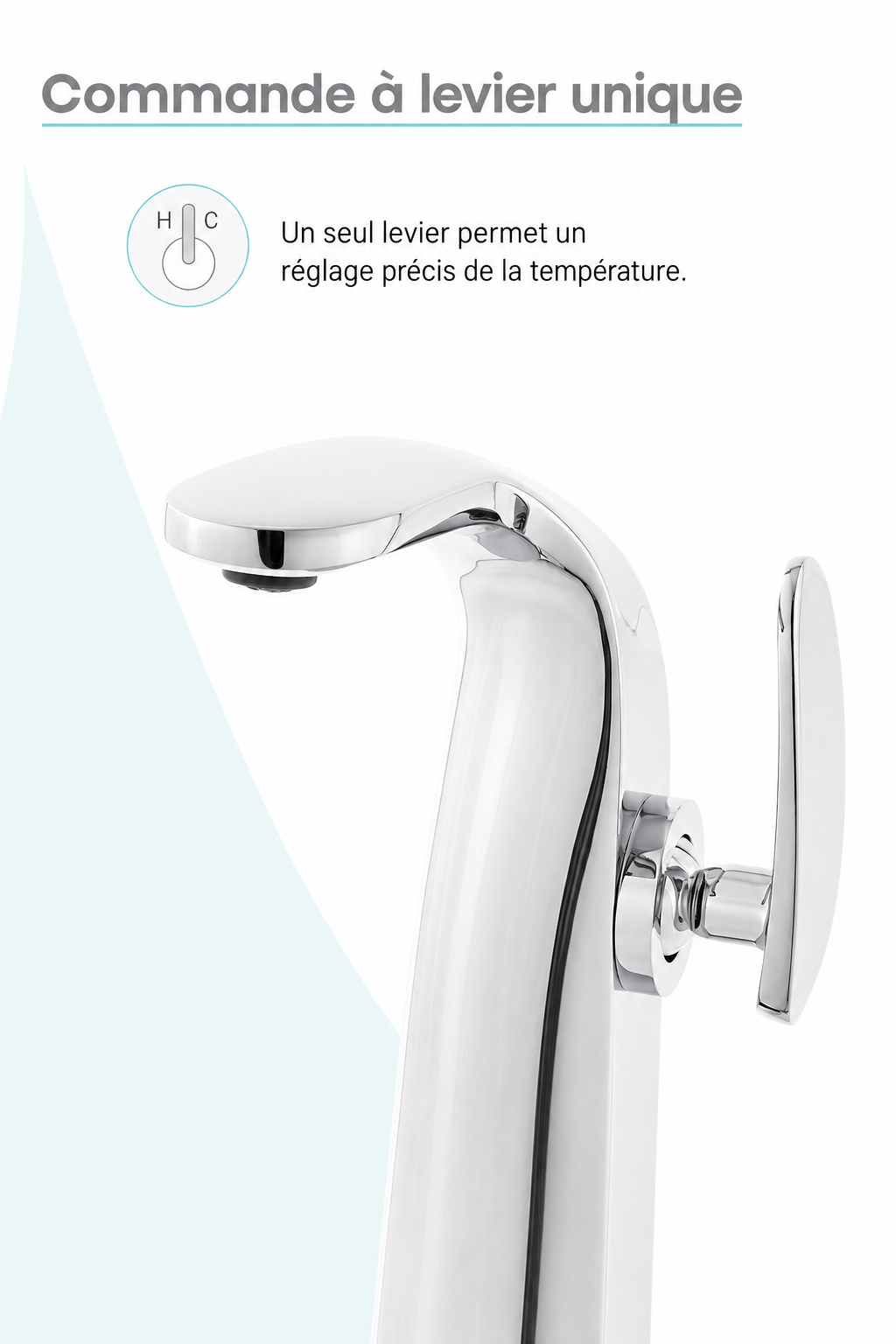 Chateau monotrou, monocommande, mitigeur de lavabo – finition Chrome