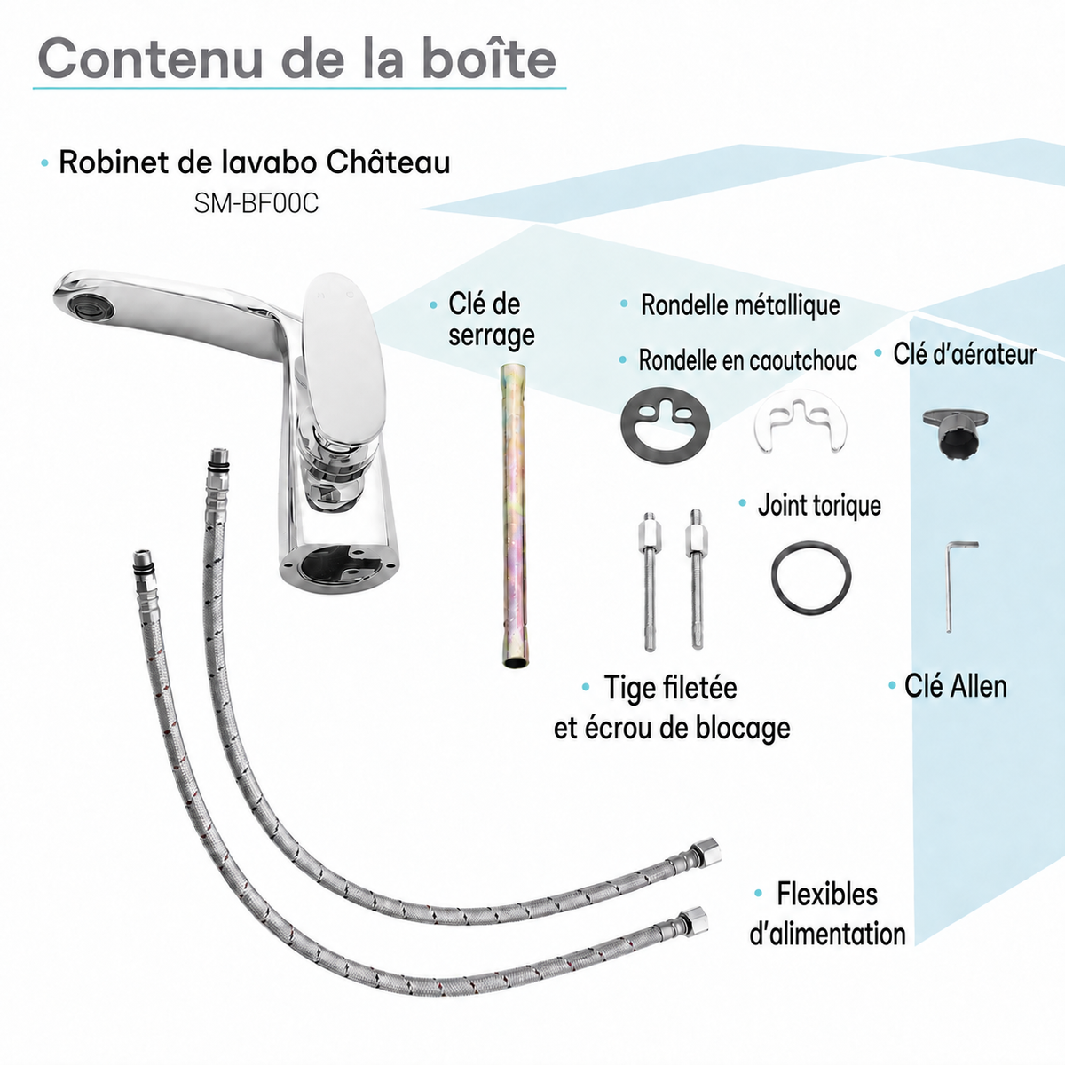 Chateau monotrou, monocommande, mitigeur de lavabo – finition Chrome