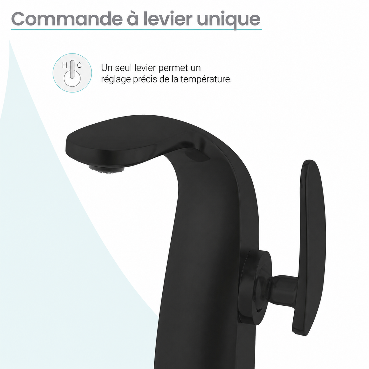 Chateau monotrou, monocommande, mitigeur de lavabo – finition noir mat