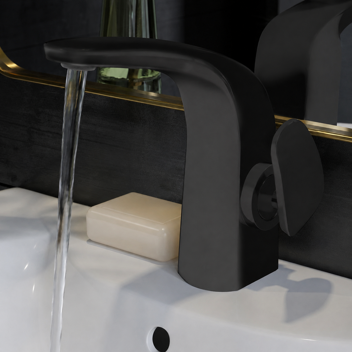 Chateau monotrou, monocommande, mitigeur de lavabo – finition noir mat