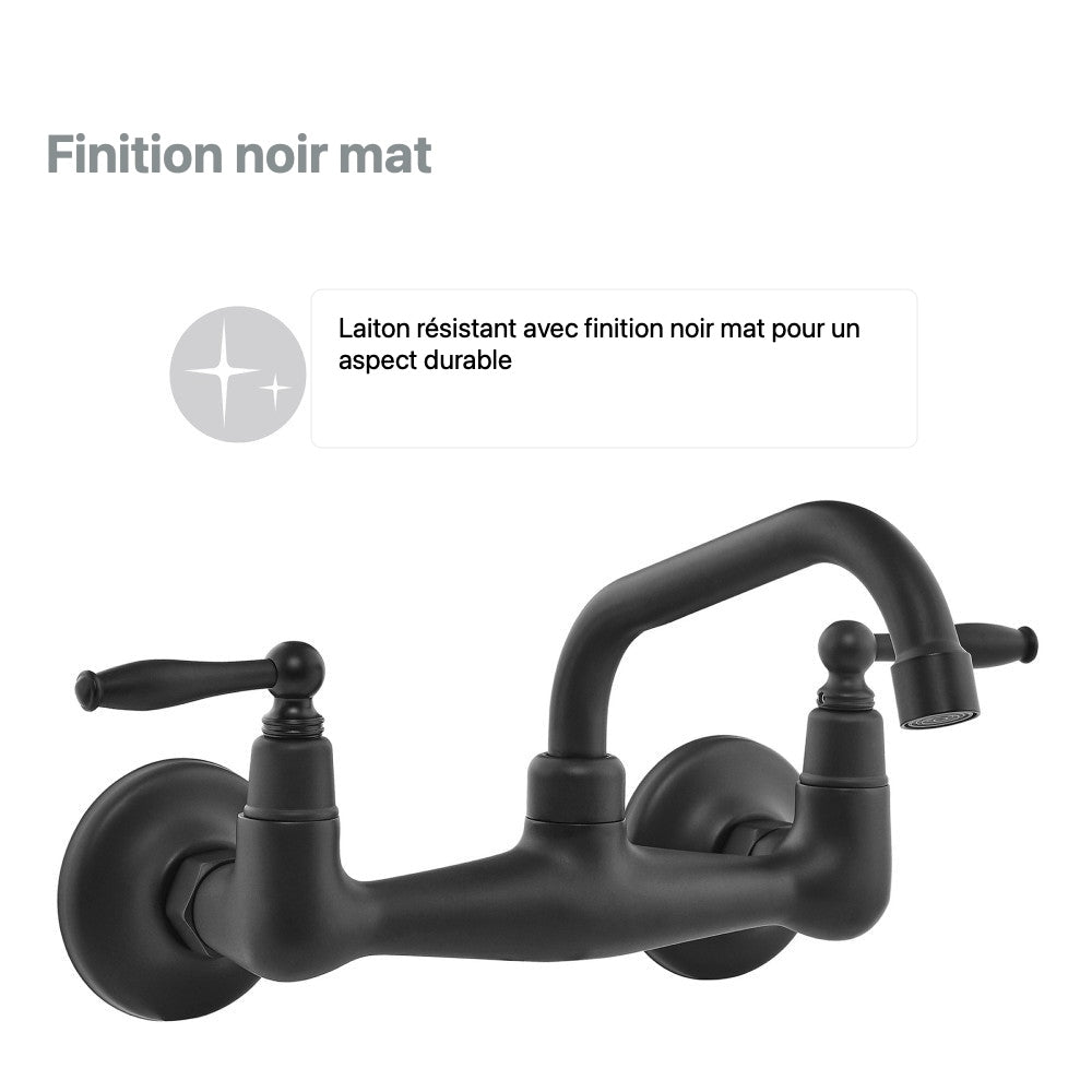 Loire mural robinet – finition noir mat