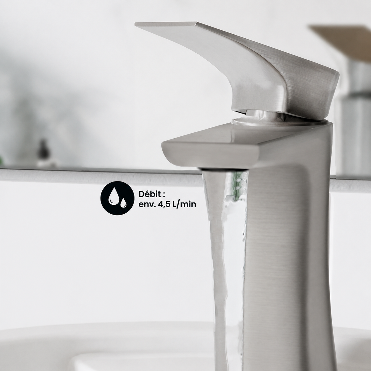 Monaco — Mitigeur de lavabo, nickel brossé