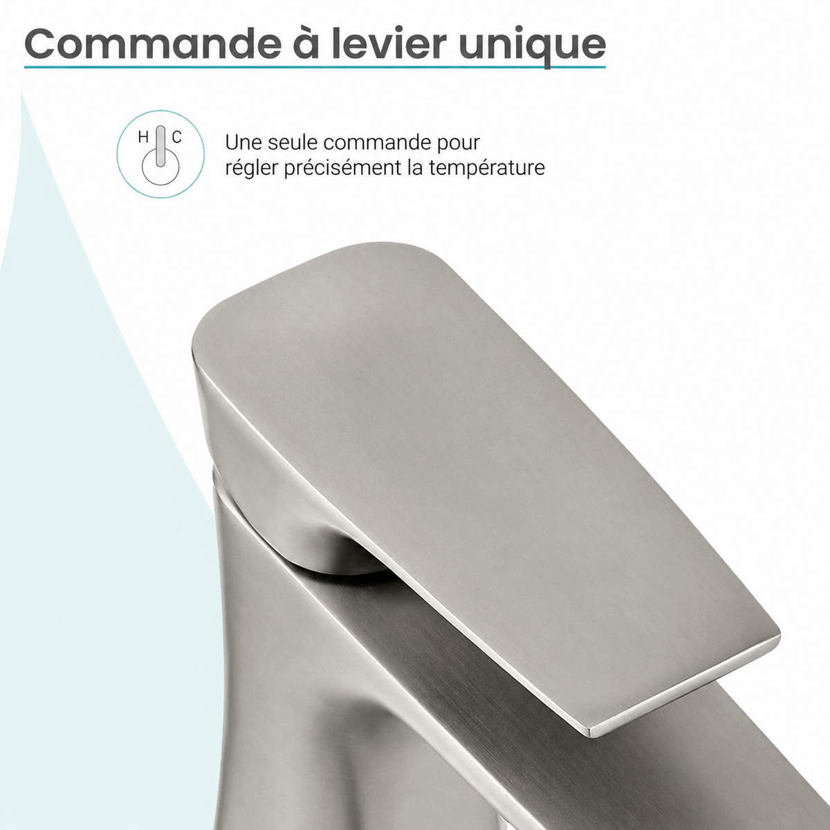 Monaco — Mitigeur de lavabo, nickel brossé