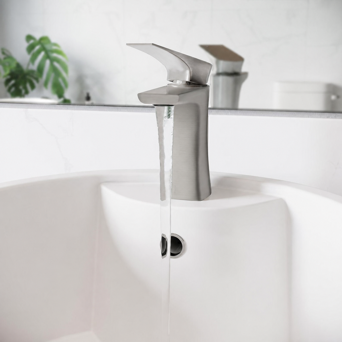 Monaco — Mitigeur de lavabo, nickel brossé