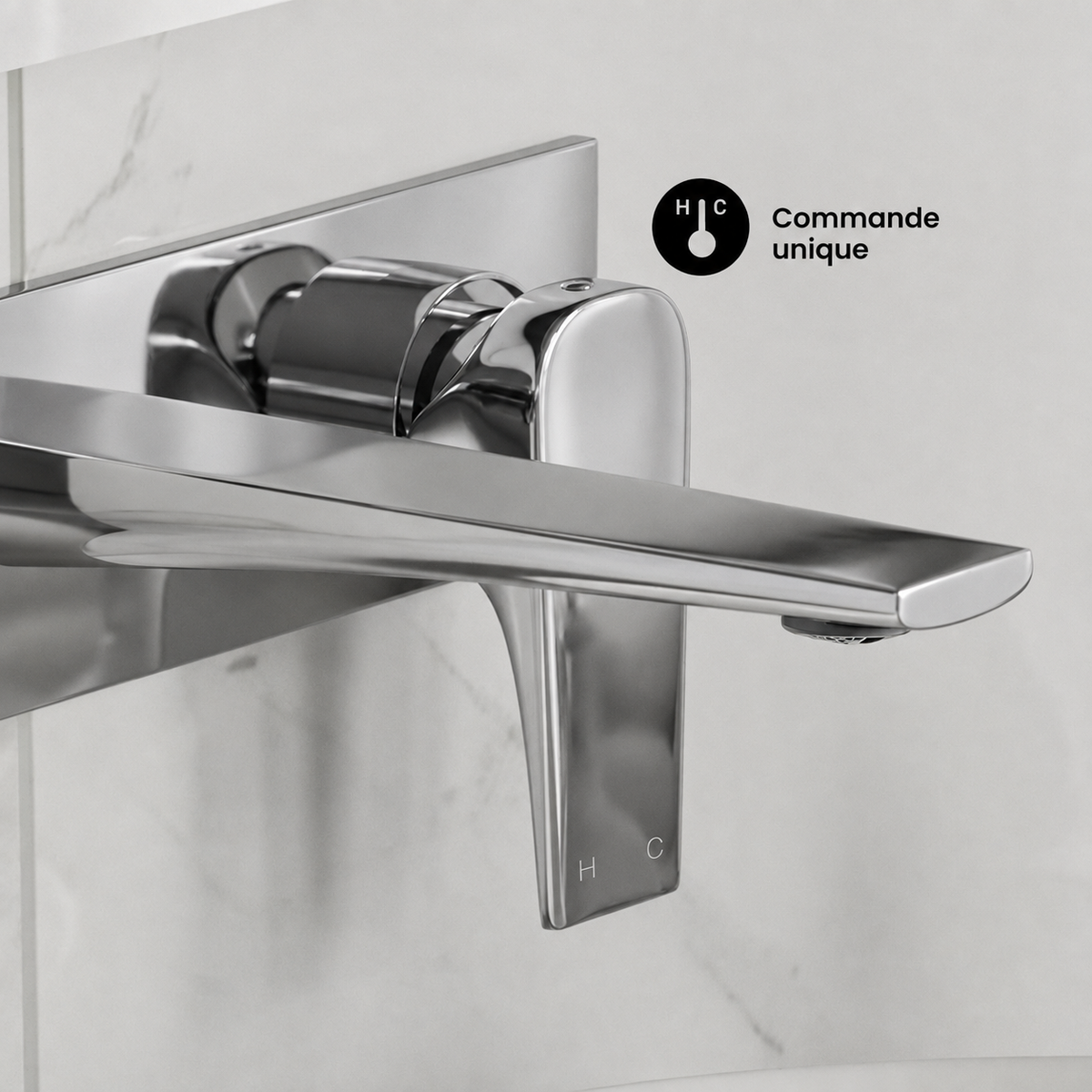 Monaco monocommande, mural, mitigeur de lavabo – finition Chrome