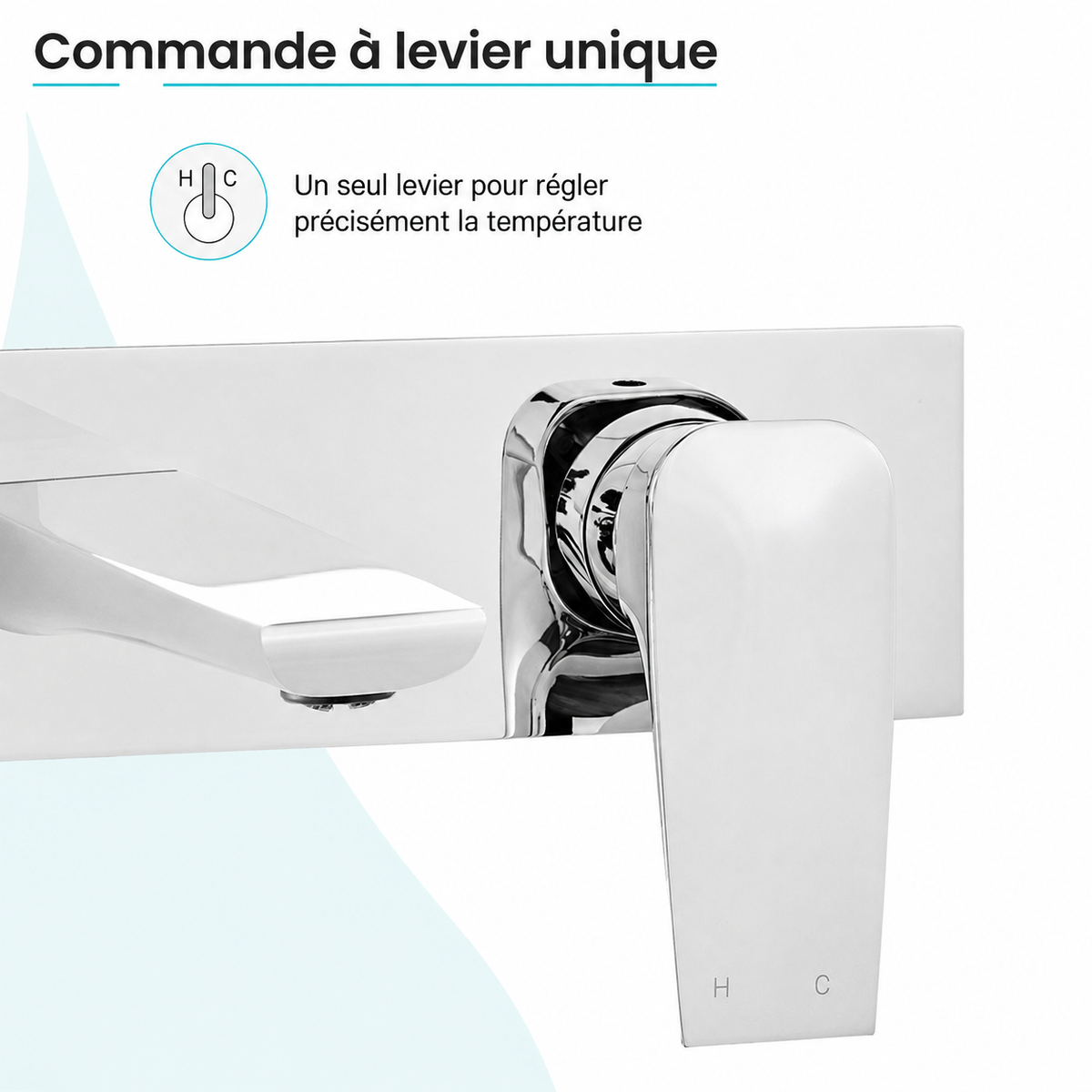 Monaco monocommande, mural, mitigeur de lavabo – finition Chrome