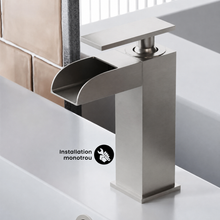 Concorde monotrou, monocommande, Waterfall mitigeur de lavabo – finition nickel brossé