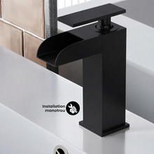 Concorde monotrou, monocommande, Waterfall mitigeur de lavabo – finition noir mat