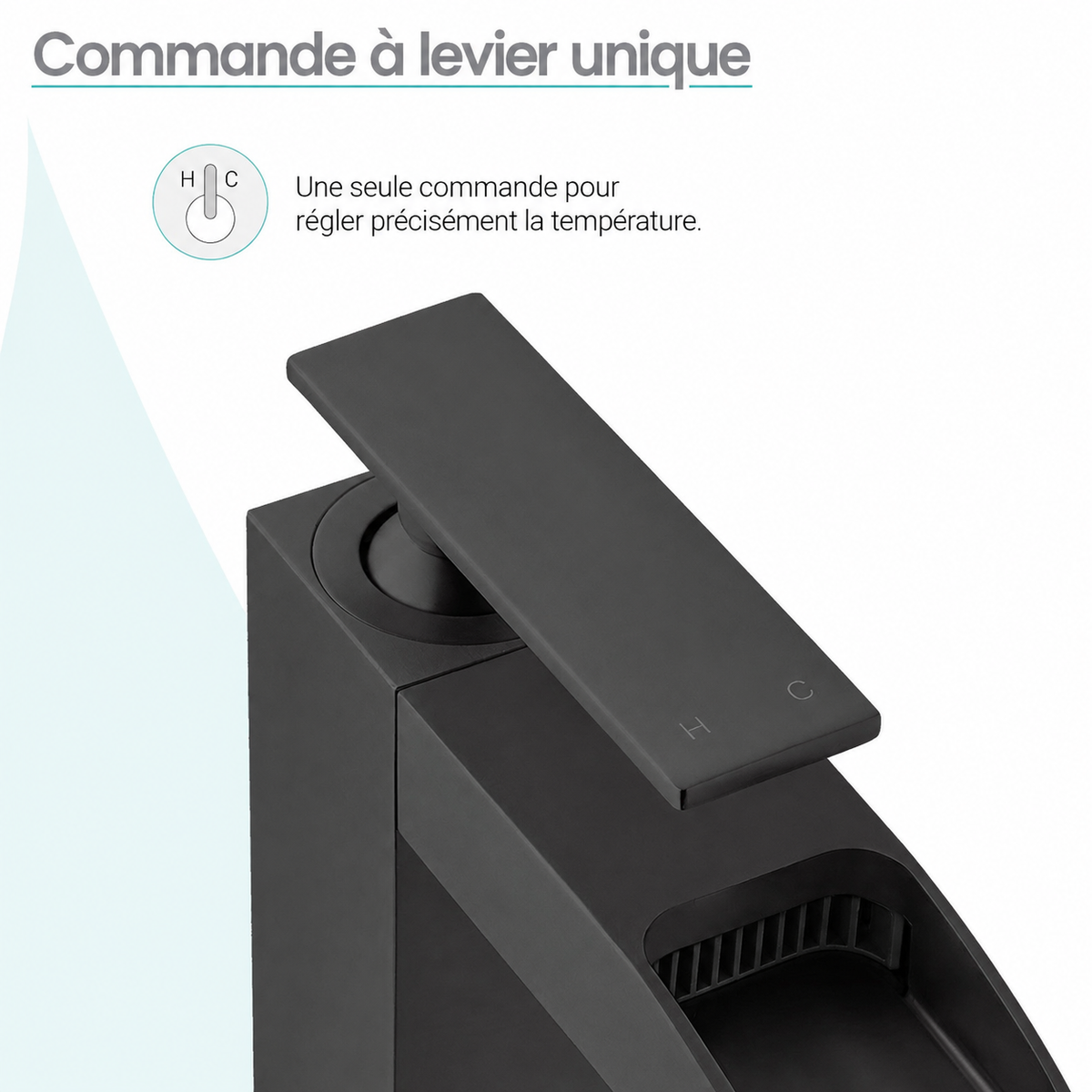 Concorde monotrou, monocommande, Waterfall mitigeur de lavabo – finition noir mat