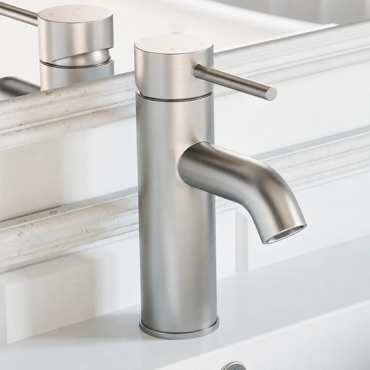 Ivy — Mitigeur de lavabo monotrou, nickel brossé