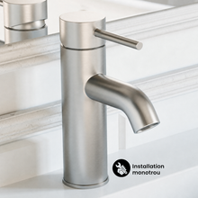 Ivy — Mitigeur de lavabo monotrou, nickel brossé