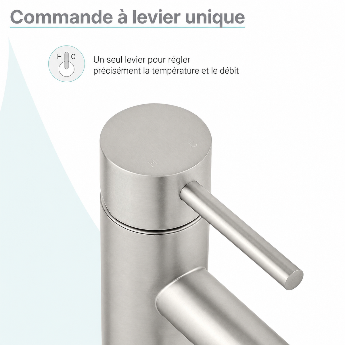 Ivy — Mitigeur de lavabo monotrou, nickel brossé