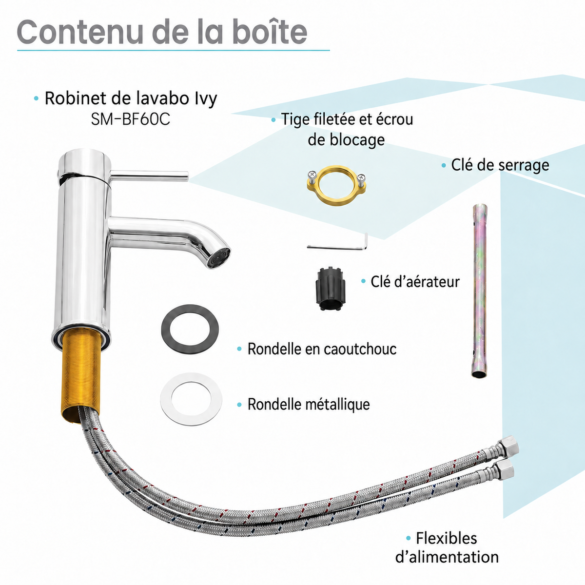 Ivy — Mitigeur de lavabo monotrou, chromé