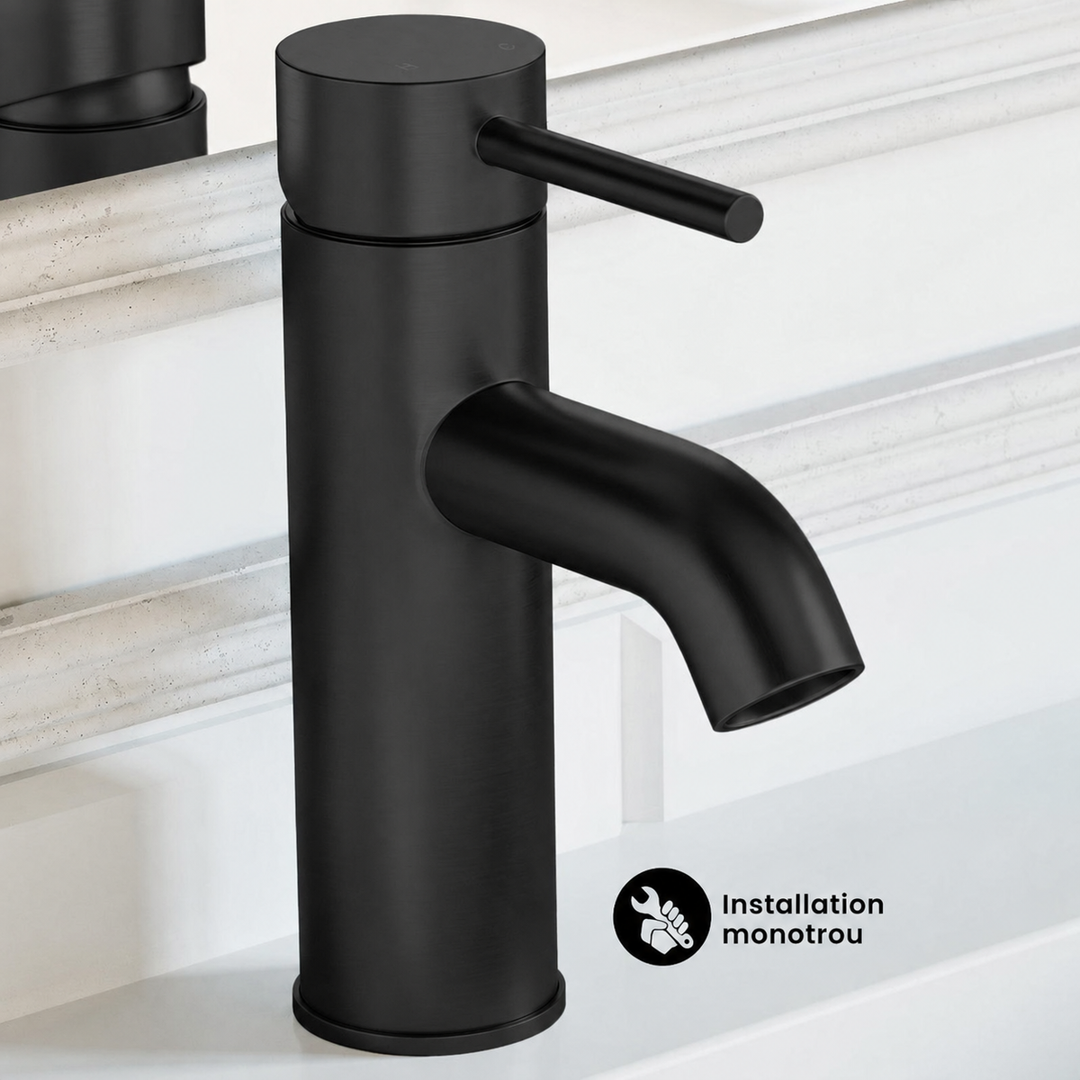 Ivy — Mitigeur de lavabo monotrou, noir mat
