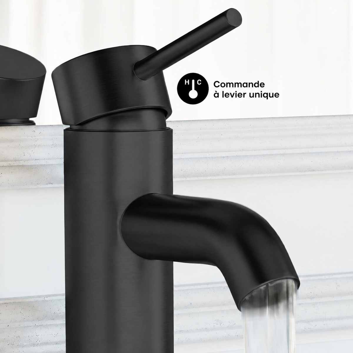 Ivy — Mitigeur de lavabo monotrou, noir mat