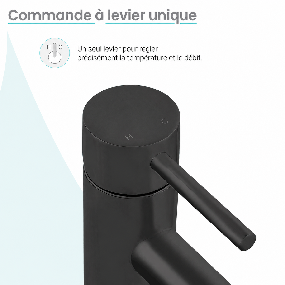 Ivy — Mitigeur de lavabo monotrou, noir mat