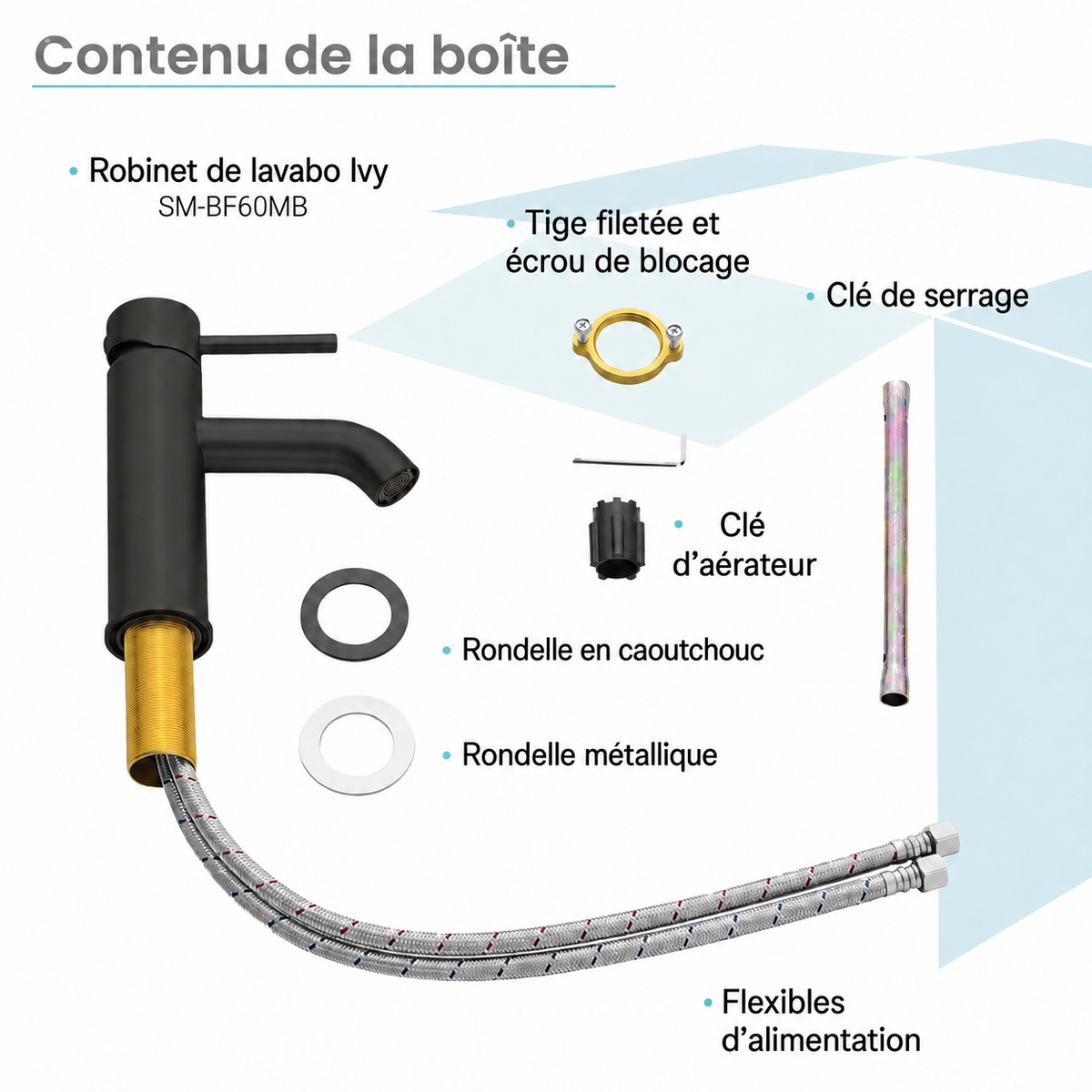 Ivy — Mitigeur de lavabo monotrou, noir mat