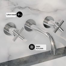 Ivy 20,3 cm. Widespread double Cross-Handle mural mitigeur de lavabo – finition chrome poli