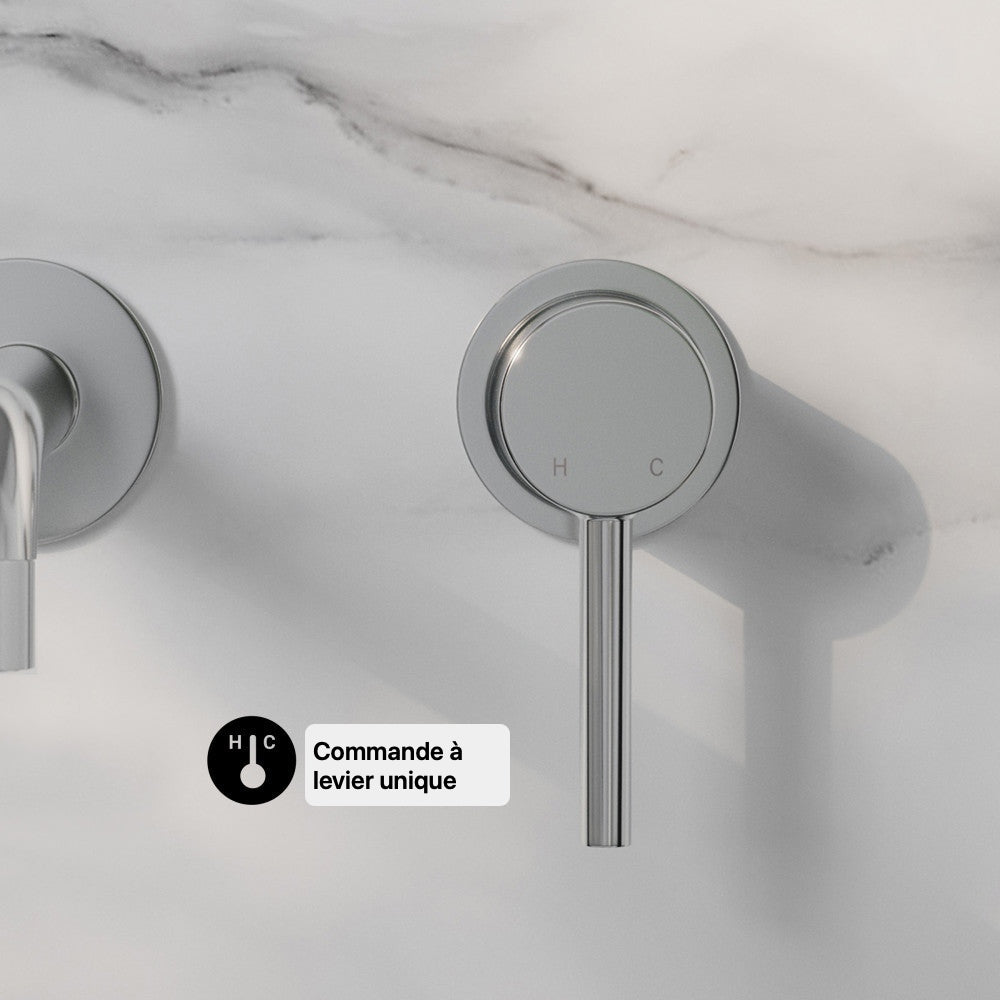 Ivy monocommande mural mitigeur de lavabo – finition chrome poli
