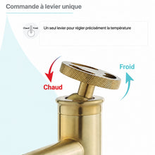 Avallon — Mitigeur de lavabo à commande ronde, or brossé