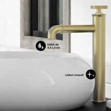 Avallon — Mitigeur de lavabo haut à commande ronde, or brossé