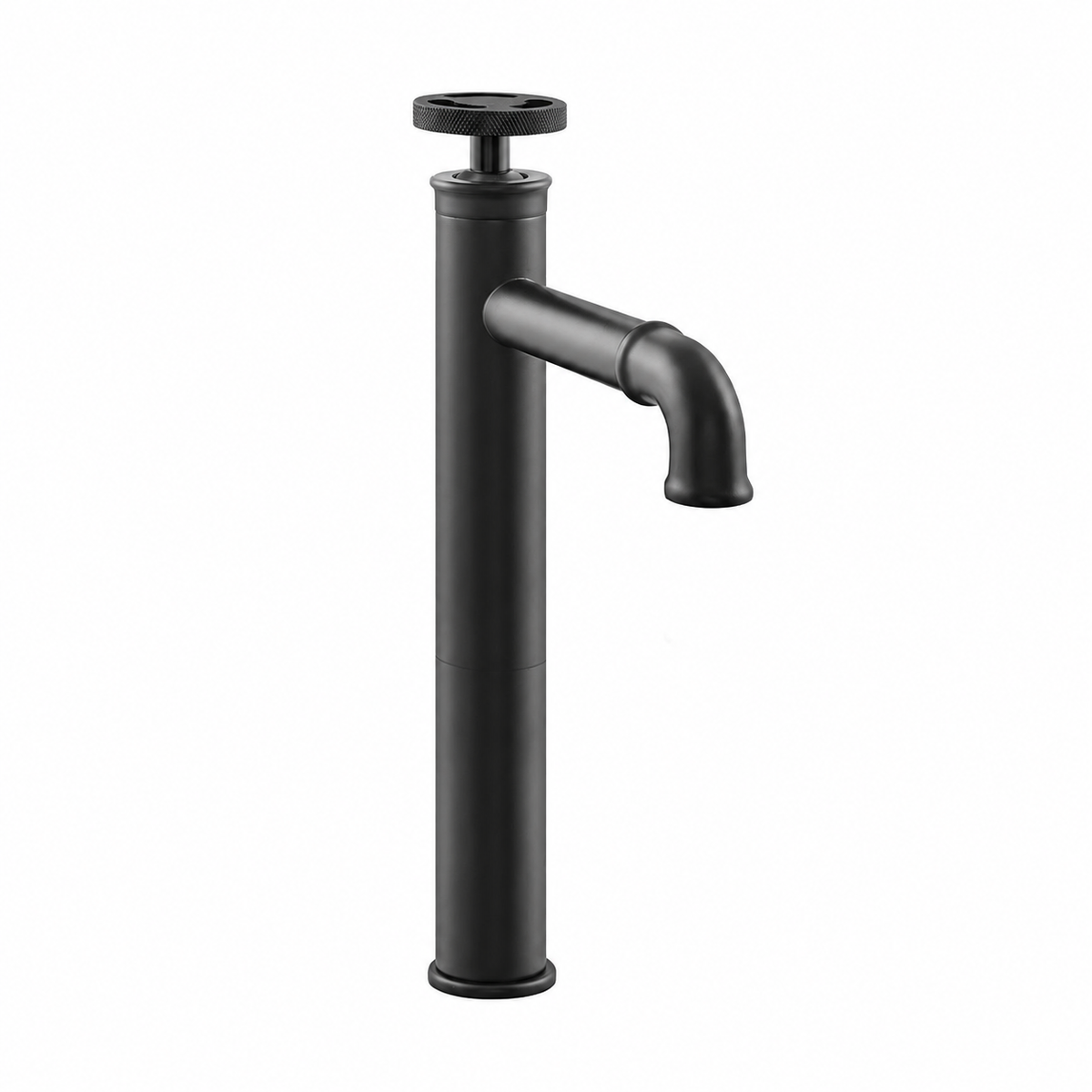 Avallon — Mitigeur de lavabo haut à commande ronde, noir mat