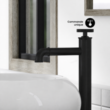 Avallon — Mitigeur de lavabo haut à commande ronde, noir mat