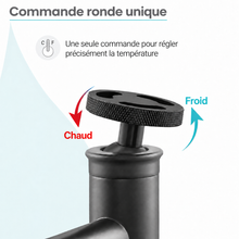 Avallon — Mitigeur de lavabo haut à commande ronde, noir mat
