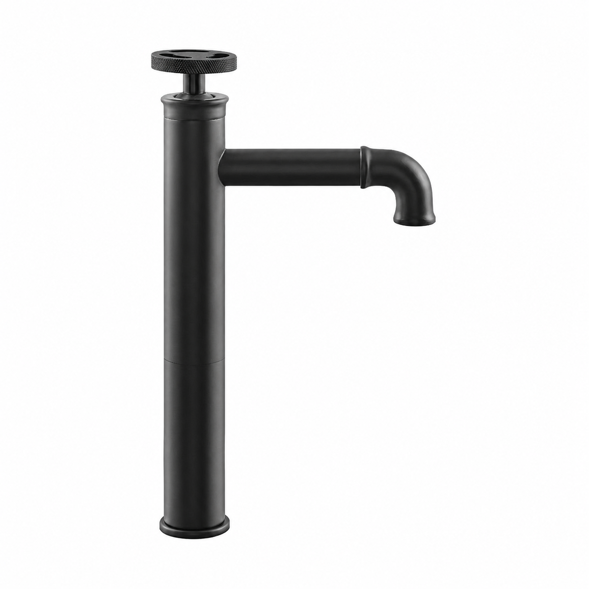Avallon — Mitigeur de lavabo haut à commande ronde, noir mat