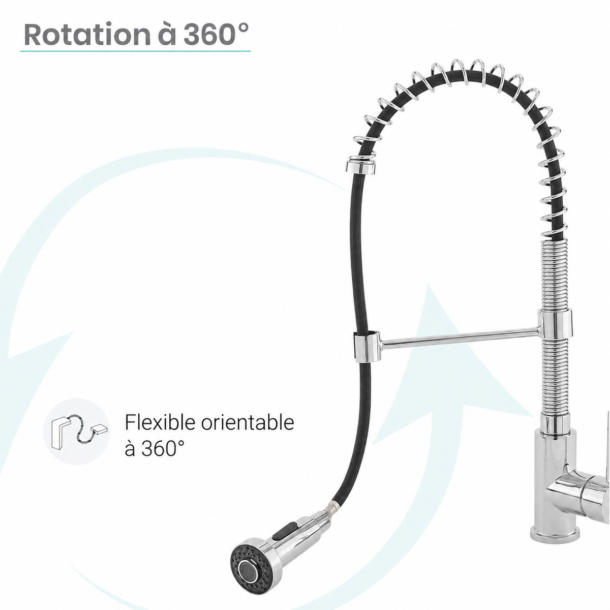 Nouvet — Mitigeur de cuisine avec douchette extractible, chrome