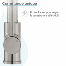Nouvet Poignée unique, Pull-Down mitigeur de cuisine – finition nickel brossé