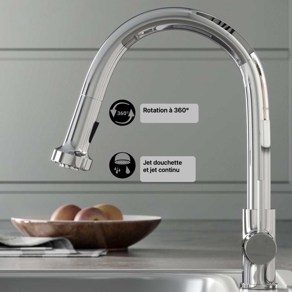 Nouvet — Mitigeur de cuisine avec douchette extractible, chrome