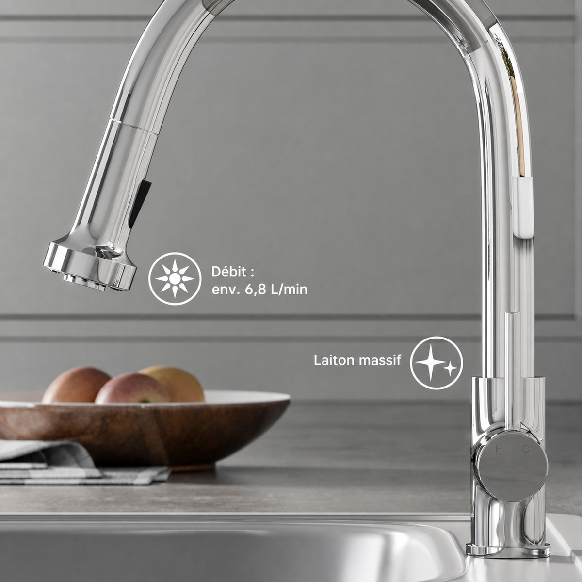 Nouvet — Mitigeur de cuisine avec douchette extractible, chrome