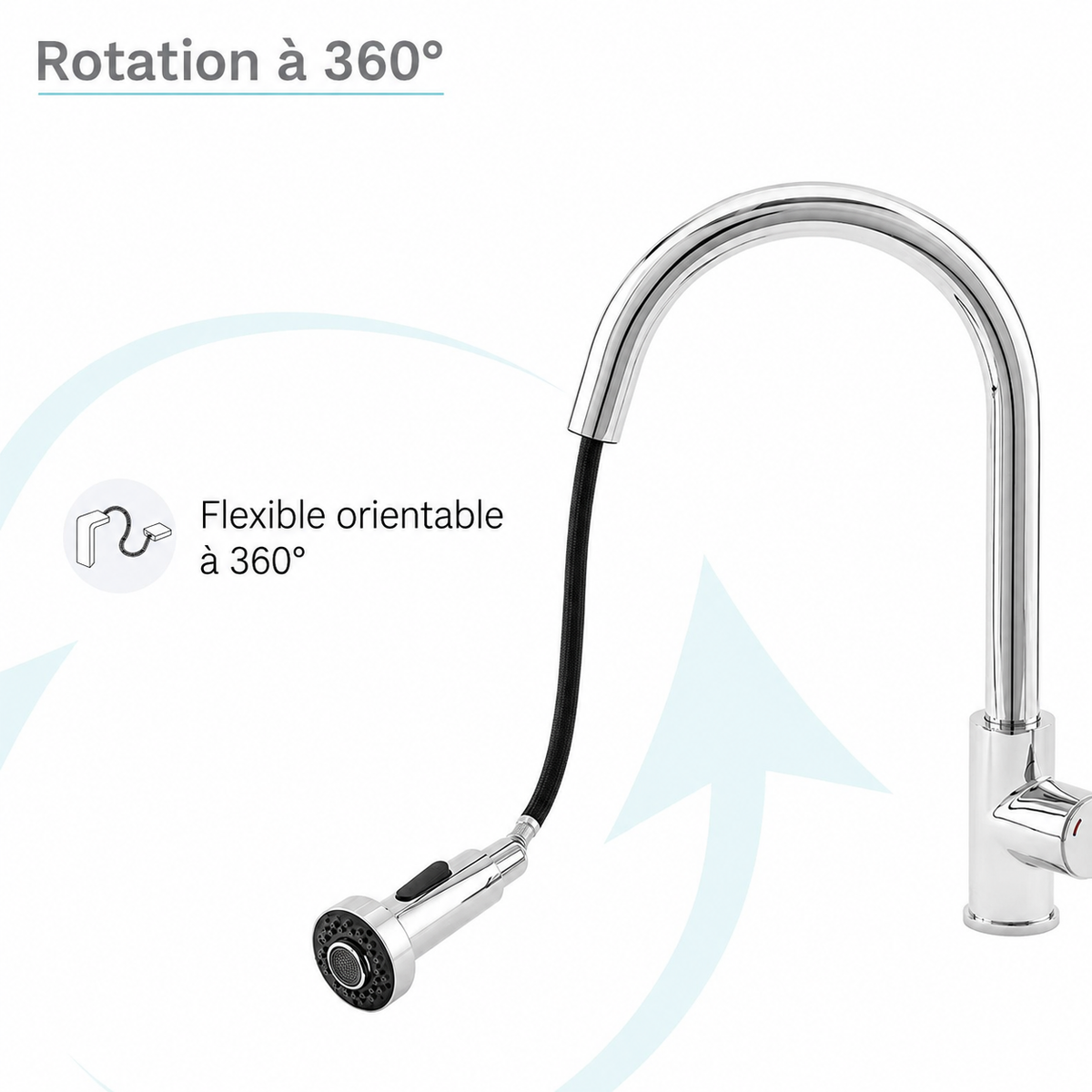 Nouvet — Mitigeur de cuisine avec douchette extractible, chrome