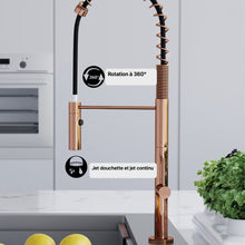 Chalet Poignée unique, Pull-Down mitigeur de cuisine – finition Rose or