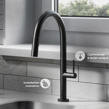 Chalet — Mitigeur de cuisine avec douchette extractible, noir mat