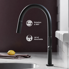 Chalet — Mitigeur de cuisine avec douchette extractible, noir mat