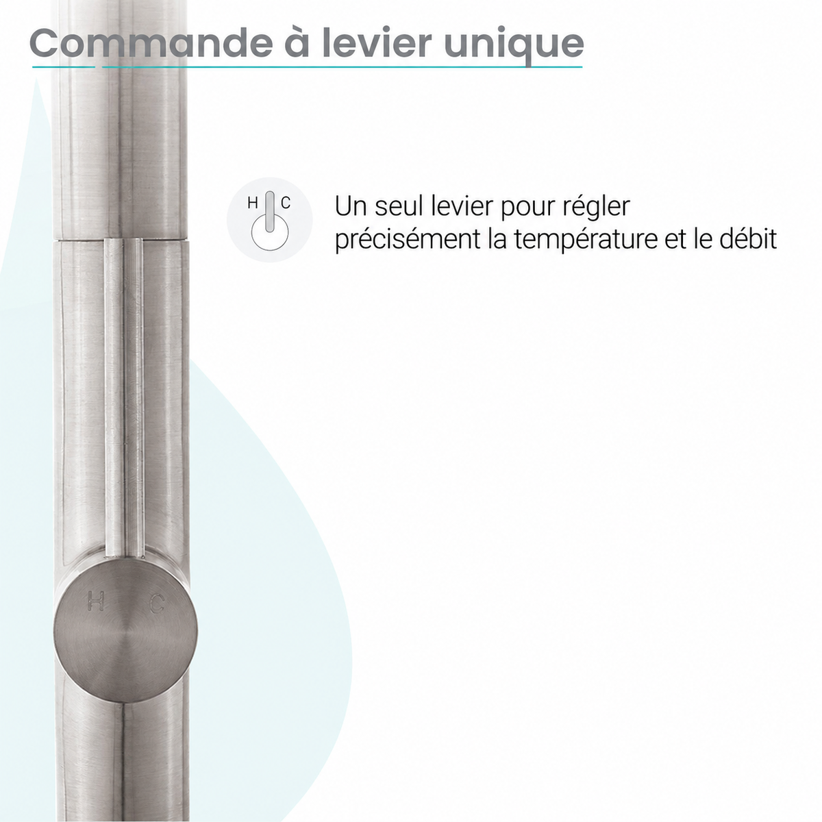 Chalet — Mitigeur de cuisine avec douchette extractible, nickel brossé