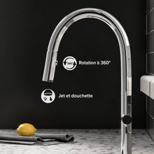 Chalet Poignée unique, Pull-Down mitigeur de cuisine – finition Chrome